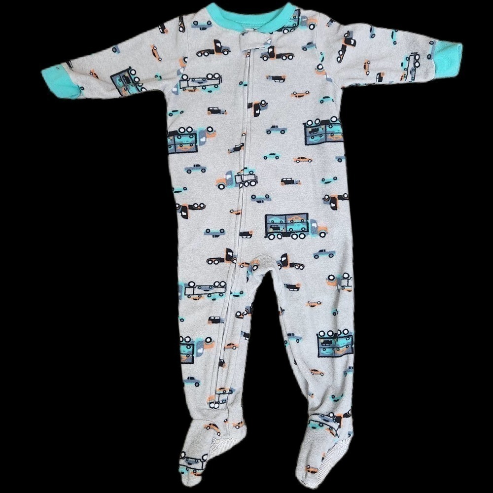 Carter's‎ Just One You Gray Green Sleepwear Pajamas Trucks Baby 12 Months